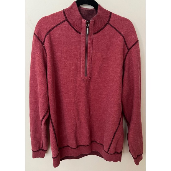 Tommy Bahama Flipside Reversible Half-Zip Sweatshirt Burgundy Red Outdoor EUC - Picture 4 of 10